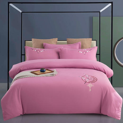 TZW-纯色刺绣四件套床单四件套加厚斜纹磨毛四件套床上四件套 商品图0