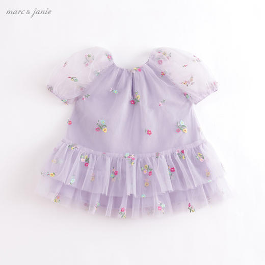 马克珍妮夏装新款 女童刺绣网纱短袖连衣裙 儿童A型蛋糕裙220971 商品图1