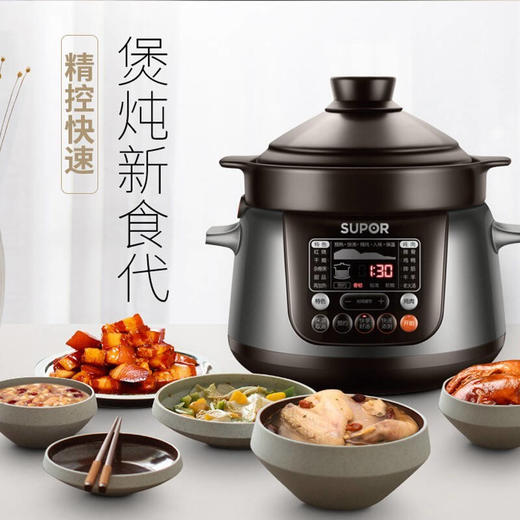 苏泊尔电炖锅电炖盅中华炽陶4L家用自动煲汤锅煲粥电砂锅BB煲40YC5 商品图0