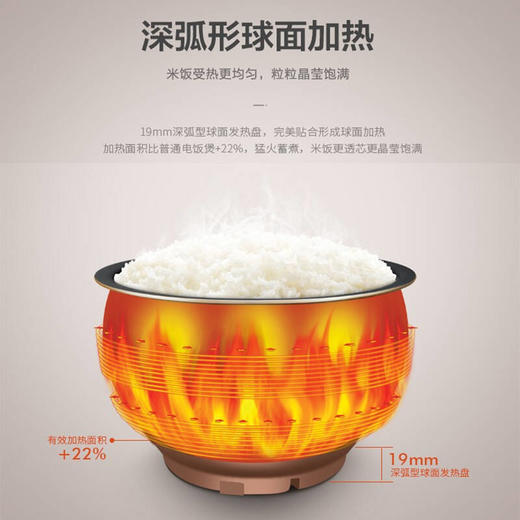 苏泊尔4升家用球釜煮粥煲汤柴火饭多功能智能预约电饭煲SF40FC77 商品图3