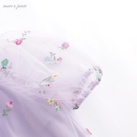 马克珍妮夏装新款 女童刺绣网纱短袖连衣裙 儿童A型蛋糕裙220971 商品图3