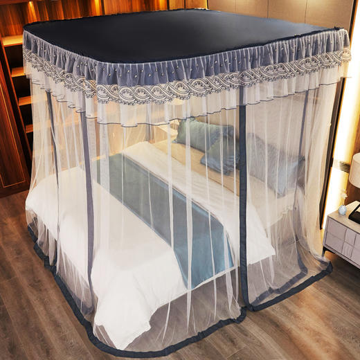 自然醒防尘顶绣花花边导轨款蚊帐HH 商品图4