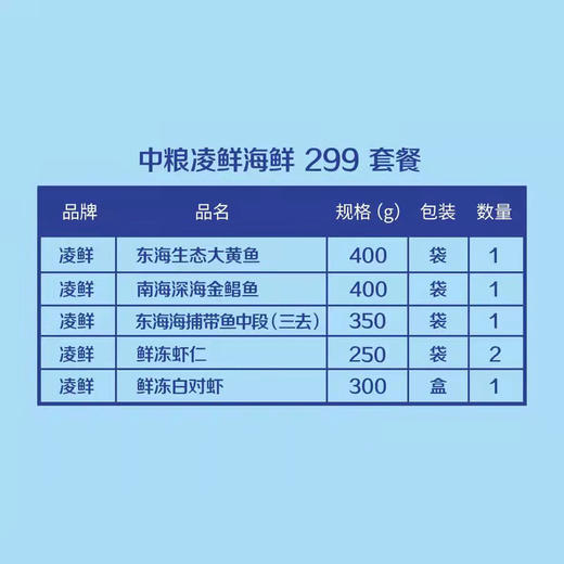 【直发】中粮凌鲜海鲜礼盒 299型生鲜礼盒 商品图1