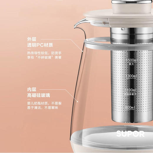 苏泊尔养生壶双层防烫 炖煮双全高硼硅玻璃15Y03 商品图2