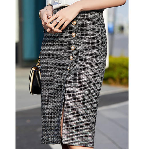 气质修身，时尚中长款显瘦高腰OL工作裙格子半身裙XZ-7001 商品图0