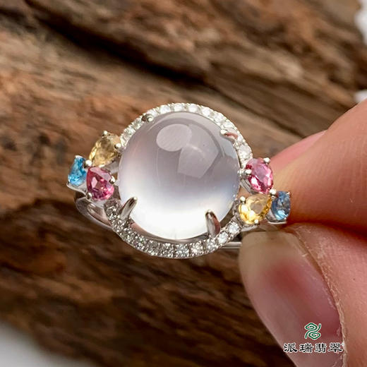 派瑞翡翠 18k金翡翠戒指 冰种 无色 商品图2