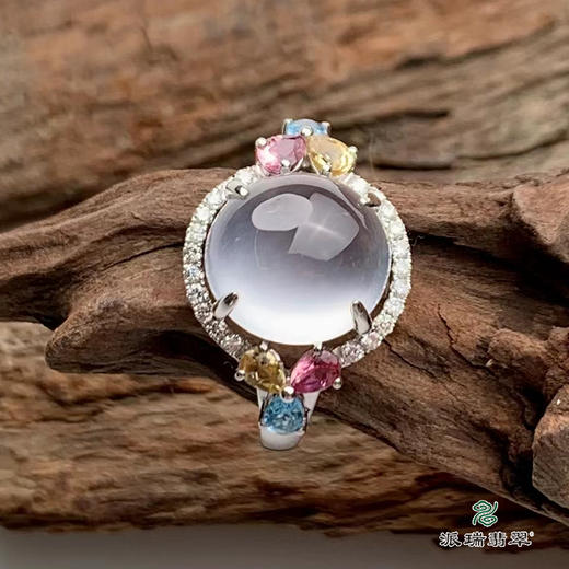 派瑞翡翠 18k金翡翠戒指 冰种 无色 商品图3