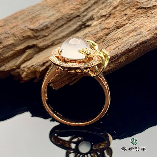 派瑞翡翠 18k金翡翠戒指 冰种 无色 商品图1