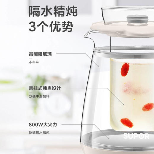 苏泊尔养生壶双层防烫 炖煮双全高硼硅玻璃15Y03 商品图3