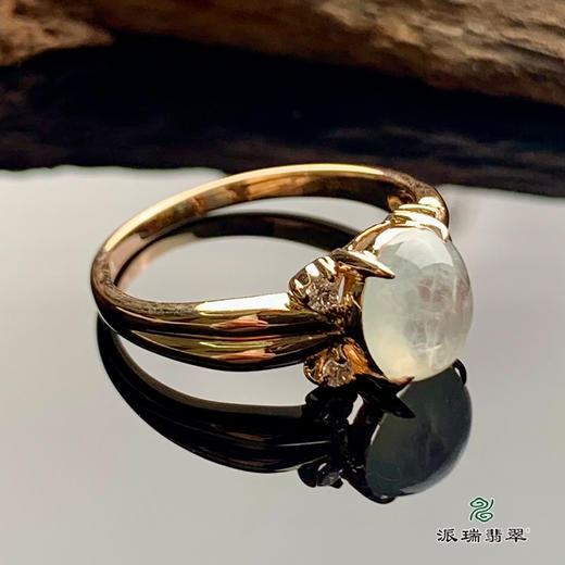 派瑞翡翠 18k金翡翠戒指 冰种 无色 商品图1