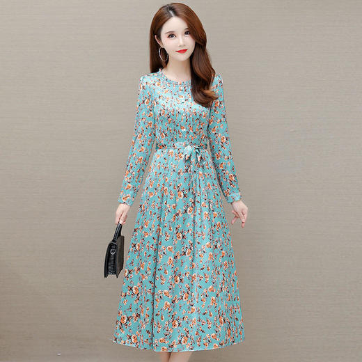 YWE 27016印花连衣裙中长款气质优雅时尚大码A字裙 商品图2