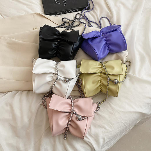 【限时折扣】PU蝴蝶结链条腋下包  （白色/黄色/蓝色/黑色/粉红色） 商品图3