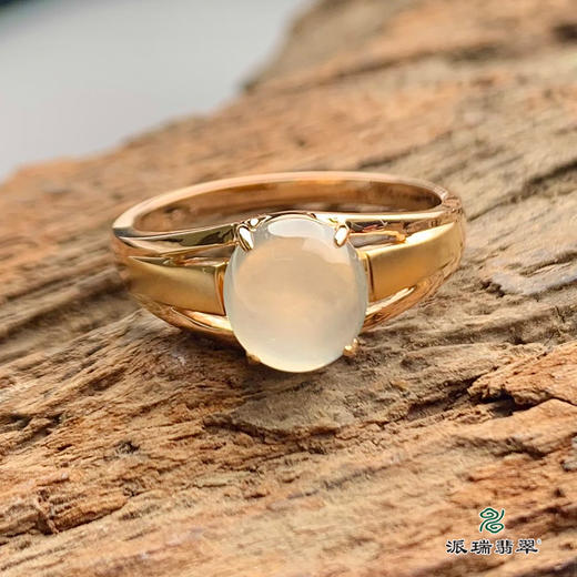 派瑞翡翠 18k金翡翠戒指 冰种 无色 商品图2