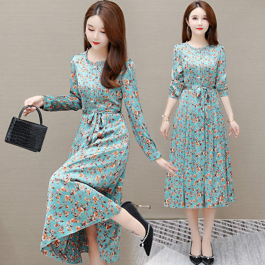 YWE 27016印花连衣裙中长款气质优雅时尚大码A字裙 商品图3