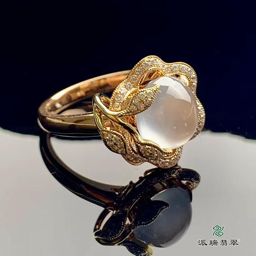 派瑞翡翠 18k金翡翠戒指 冰种 无色 商品图0