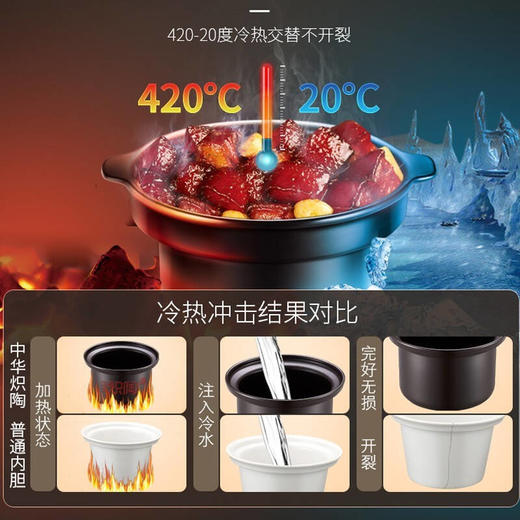 苏泊尔电炖锅电炖盅中华炽陶4L家用自动煲汤锅煲粥电砂锅BB煲40YC5 商品图1