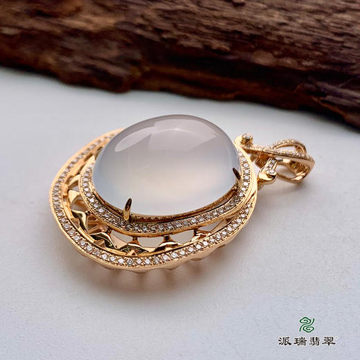 派瑞翡翠 18k金翡翠挂件 冰种 无色 商品图1