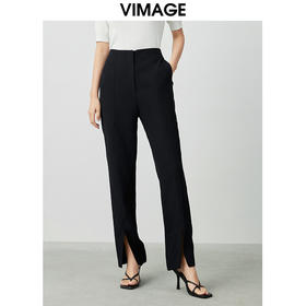 VIMAGE纬漫纪夏新款款时尚修身开叉高腰显瘦女长裤V1505133