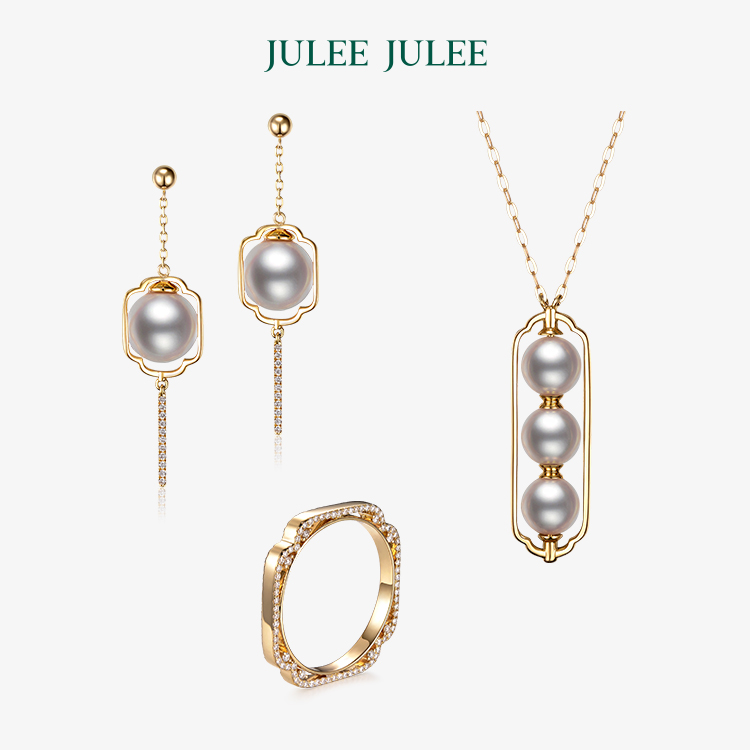 【长信】JULEE JULEE茱俪珠宝  18K金珍珠项链戒指耳环套装
