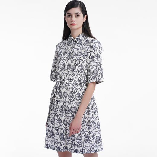 三石一澜女装连衣裙米底印花SG24102032 商品图0