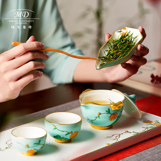 【玛戈隆特厅】B7F丨   玉堂富贵山水同光一壶两杯便携式旅行茶具套装陶瓷家用随身泡茶壶功夫茶具 商品图1