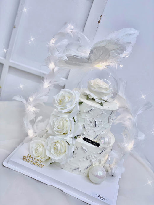白玫瑰花羽毛蝴蝶款 商品图0