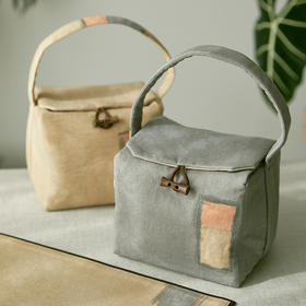 山水茶色旅行户外茶具收纳包棉麻布艺