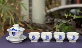 杜芳星：柴窑荷塘清趣盖碗套杯