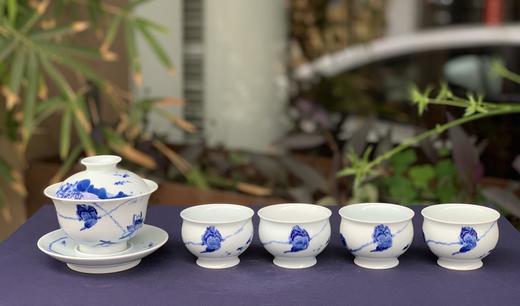 杜芳星：柴窑荷塘清趣盖碗套杯 商品图0