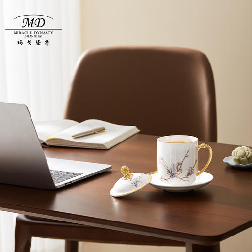 【玛戈隆特】B7F   进博盛宴3头会务盖杯 珐琅彩会议办公家用杯子 礼盒包装 商品图1