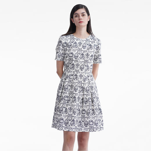 三石一澜女装连衣裙米底印花SG24101066 商品图0