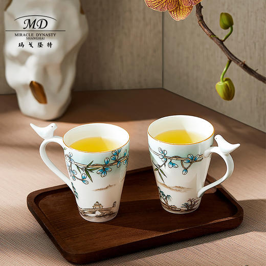【玛戈隆特】B7F   M20西湖盛宴骨瓷小鸟对杯 家用中式创意情侣马克杯礼盒装 商品图1