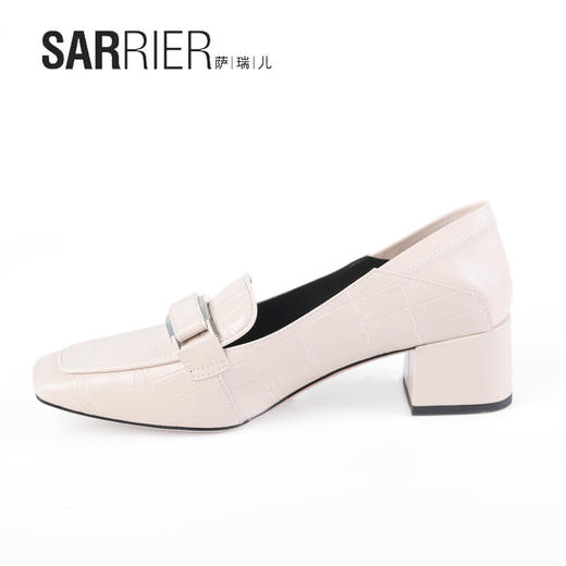 萨瑞儿新品扁头压花牛皮乐福鞋 264433 商品图5