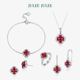 【Lucky】JULEE JULEE茱俪珠宝 18K白金红宝石钻石手链耳饰戒指项链套装