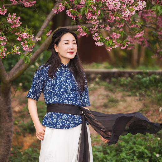 【林栖设计小店】【现货】生活在左蓝印花旗袍小衫上衣X1913360（腰封另外搭配） 商品图14