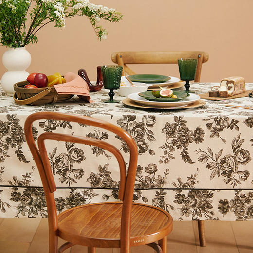 约瑟芬玫瑰田园复古美式碎花餐桌布 商品图1