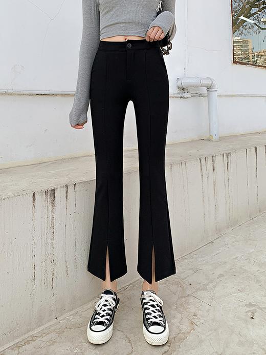 喇叭裤修身西装裤女开叉裤2022春秋新韩版西裤弹力九分微喇裤XZ3648 商品图3