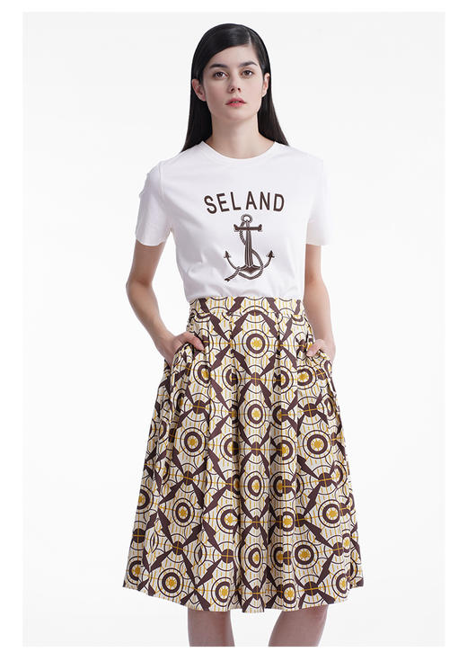 三石一澜女装2022年夏季棉印花半裙SG23102076 商品图3