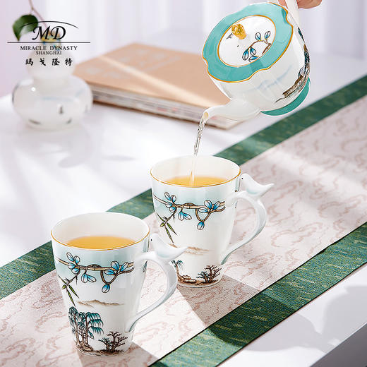 【玛戈隆特】B7F   M20西湖盛宴骨瓷小鸟对杯 家用中式创意情侣马克杯礼盒装 商品图3