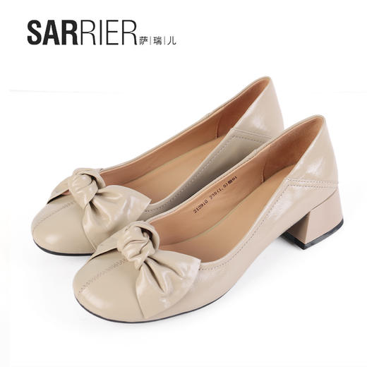 萨瑞儿新品圆头中缝大蝴蝶结饰扣女鞋 212910 商品图2