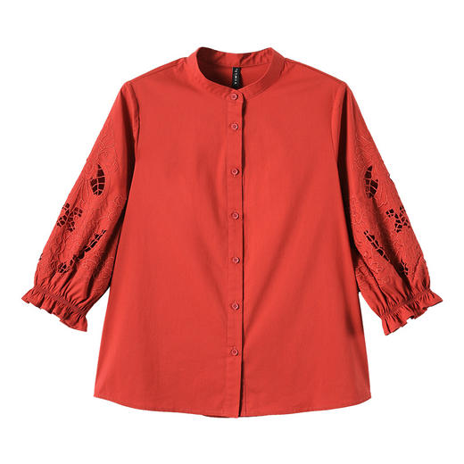 刺绣衬衫女设计感小众立领衬衣七分袖上衣 KIS1002 商品图4