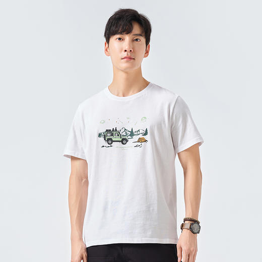 探路者T恤2022春夏户外吸汗运动舒适透气男式棉短袖T恤TAJK81545 商品图1