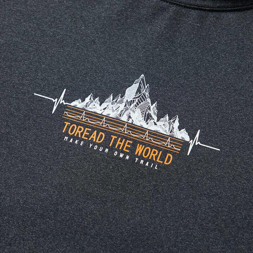 探路者速干T恤 22春夏 情侣款印花透气速干衣 快干舒适弹力短袖T恤TAJK81227 商品图9