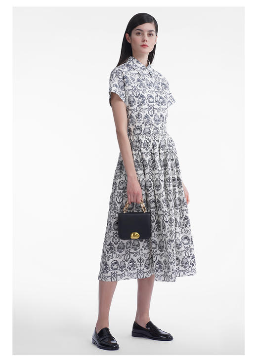 三石一澜女装法式伞裙米底印花SG23103043 商品图2