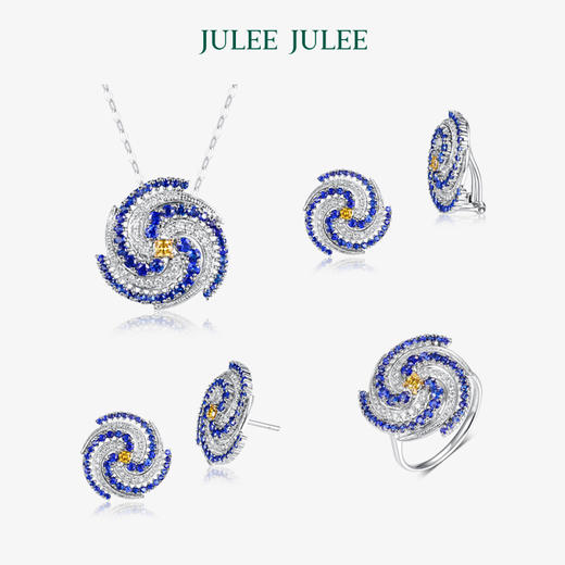 【星夜】JULEE JULEE茱俪珠宝  18K白金黄钻钻石 蓝宝石戒指项链耳饰套装 商品图0