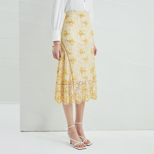 EITIE爱特爱夏季新款温柔显瘦百搭气质通勤高腰a字蕾丝半身裙B2206914 商品图3