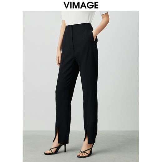 VIMAGE纬漫纪夏新款款时尚修身开叉高腰显瘦女长裤V1505133 商品图2