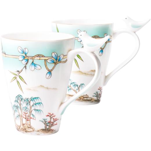 【玛戈隆特】B7F   M20西湖盛宴骨瓷小鸟对杯 家用中式创意情侣马克杯礼盒装 商品图5