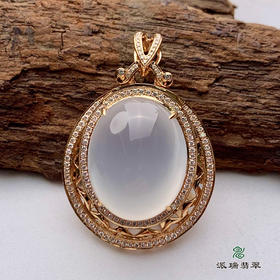 派瑞翡翠 18k金翡翠挂件 冰种 无色