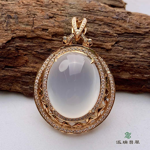 派瑞翡翠 18k金翡翠挂件 冰种 无色 商品图0